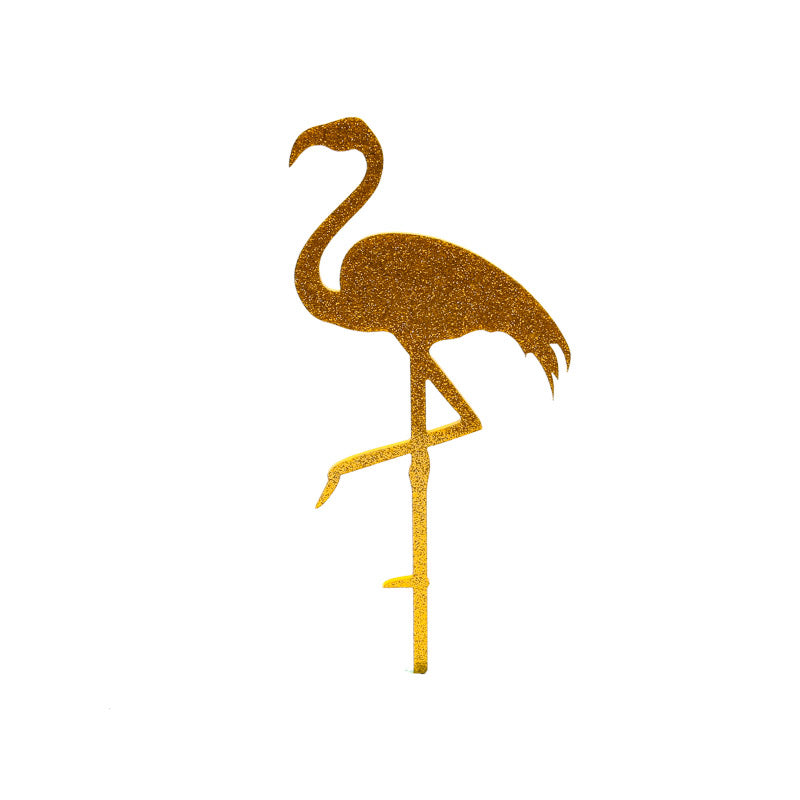 Flamingo Acrylic Cake Topper - Gold.