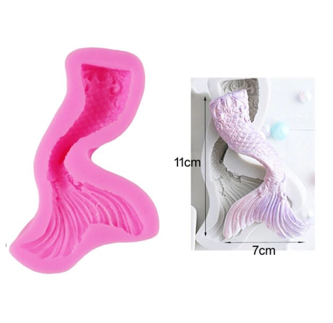 Silicone Mould - Large Mermaid Curved Tail - S526