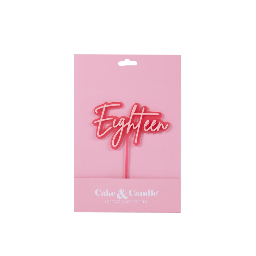 Hot Pink / Light Pink Opaque Layered Cake Topper - Eighteen