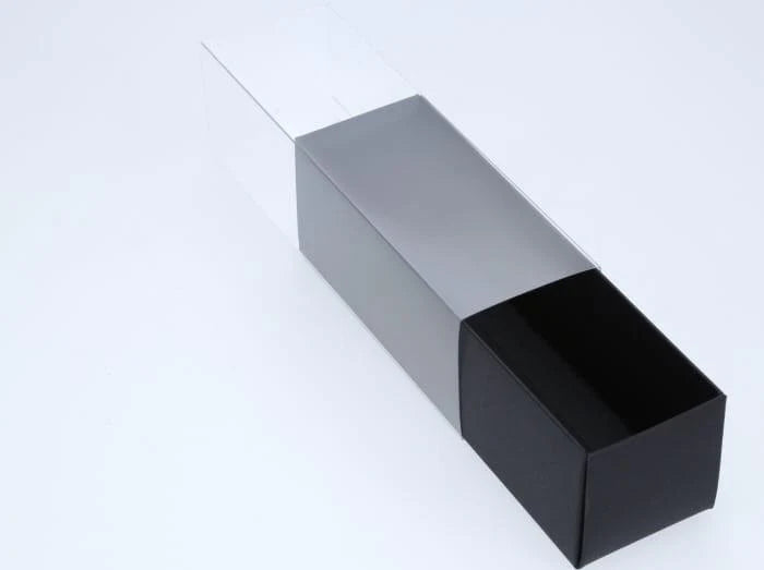 6 Macaron Box - with slide cover and clear window - Black