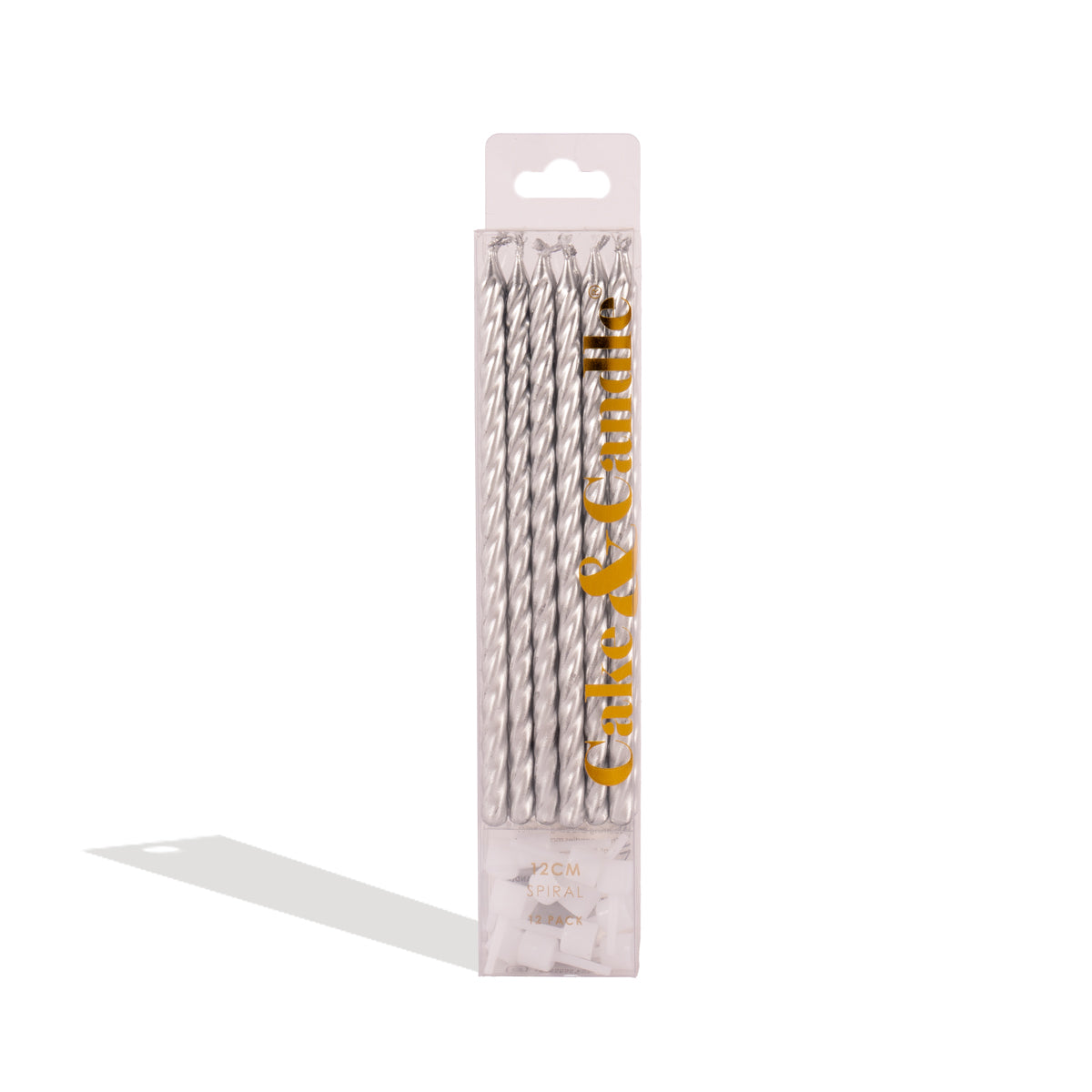 Cake and Candle Spiral Candles Silver (Pack of 12)