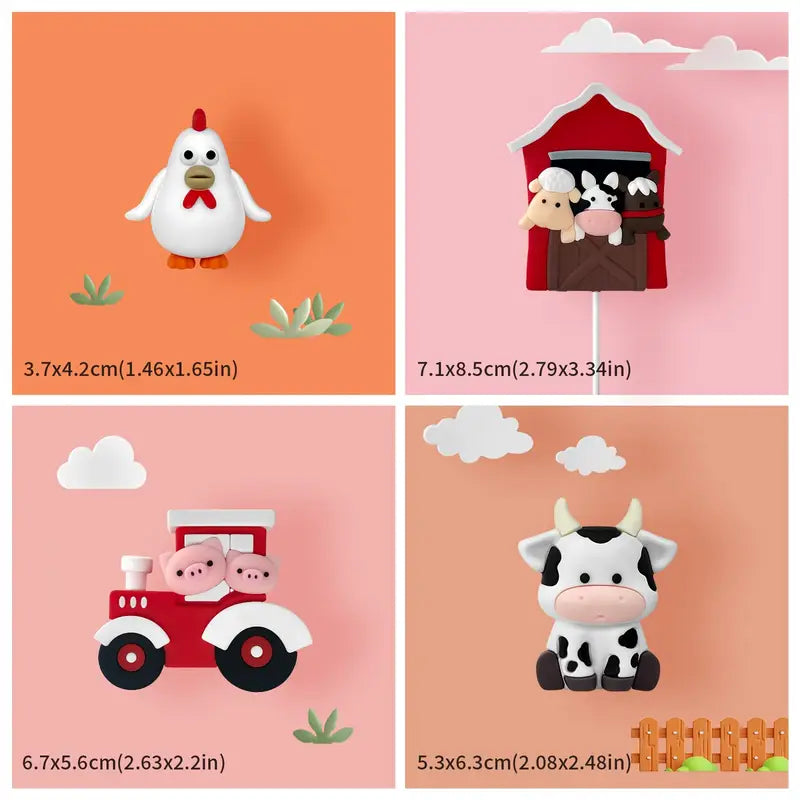 4PC Farm Animal Cake Decorating Kit
