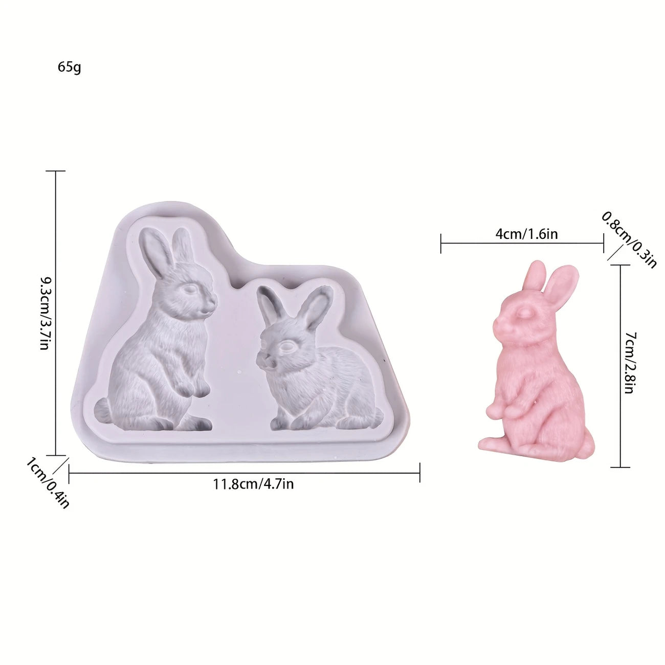 Silicone Mould - 2PC Rabbit Sitting - S389