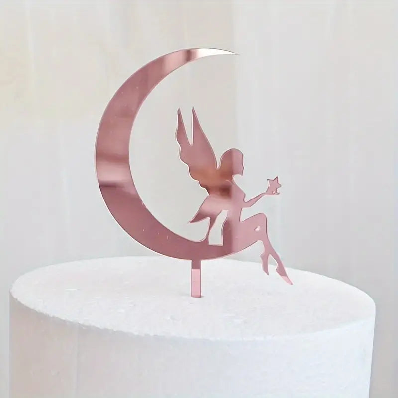 Acrylic Cake Topper - Fairy and Moon - Assorted Colours
