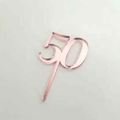Cake Craft Single Cupcake / Mini Acrylic Topper - 50 Rose Gold Mirror ...