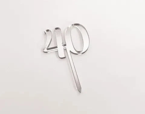 Cake Craft Single Cupcake / Mini Acrylic Topper - 40 Silver Mirror ...
