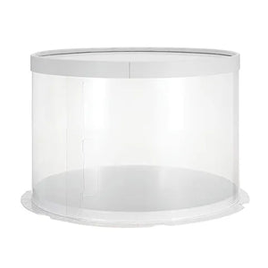 Clear Tube Cake Box - 10X10X9 Inches - White Lid & Base