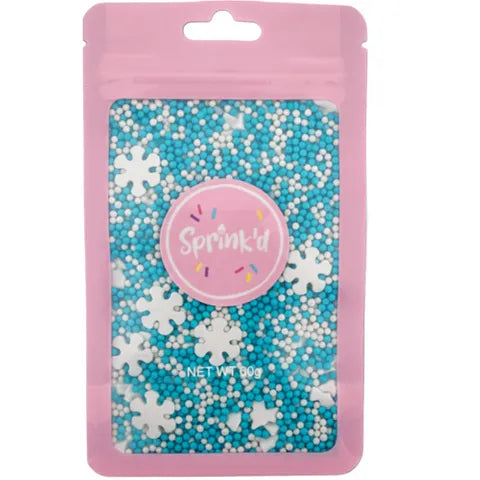 Sprink'd Snowflake 2mm Sugar Balls White & Blue 60g