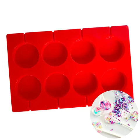 Silicone Mould - Large Lollipop 8 Cavity.