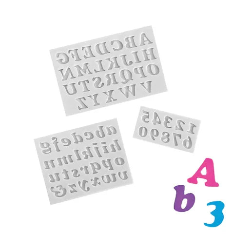 Cake Craft Silicone Mould - Italics Upper and Lower Case Letter and Number Set