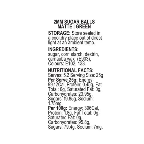 Sprink'd 2mm Sugar Balls Green 60g
