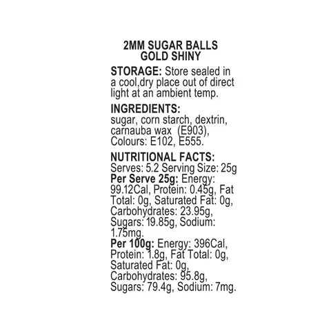 Sprink'd 2mm Sugar Balls Gold 60g