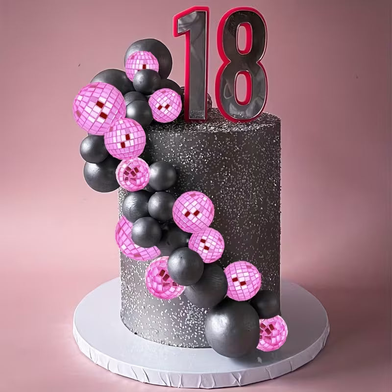 12pc Pink Disco Balls - Assorted Sizes