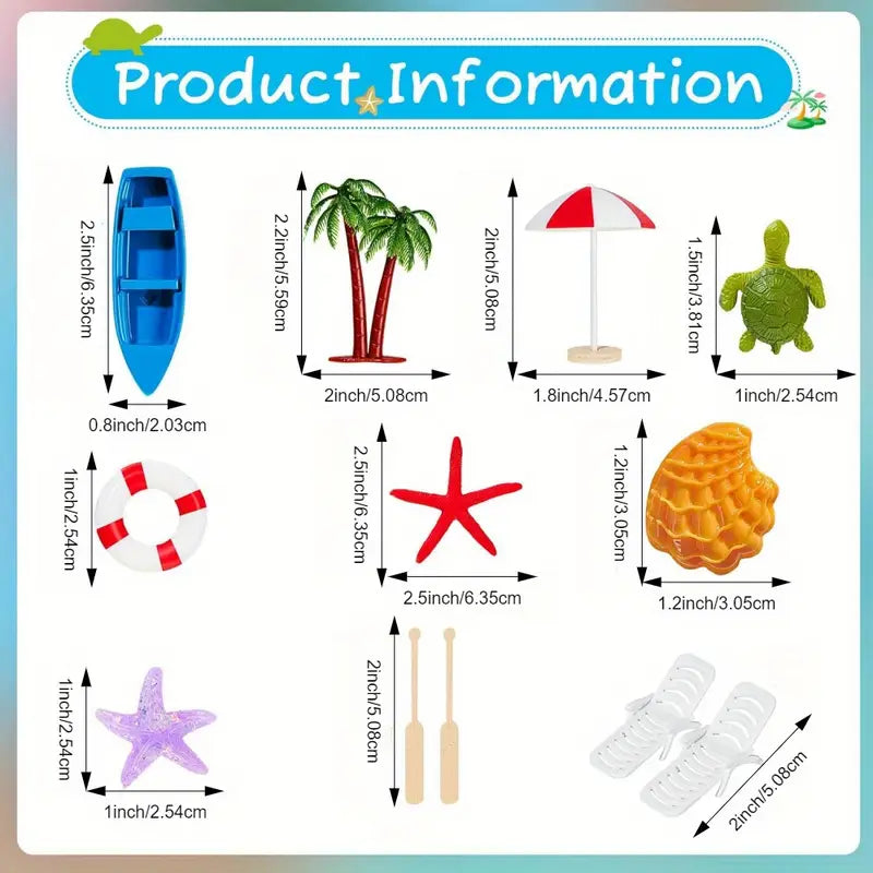 12PC Tropical Beach Cake Decorating Kit