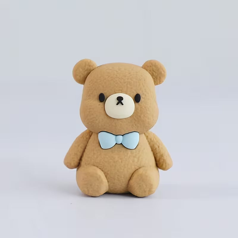 1Pc Bear with Light Blue Bow Figurine