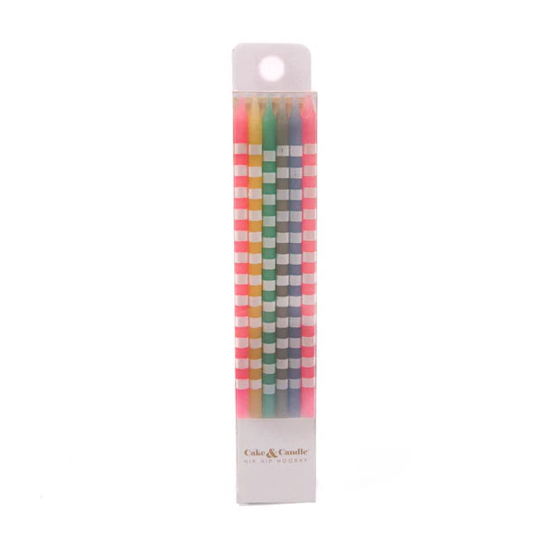 Cake and Candle - 12PK Striped Candles Pastel.