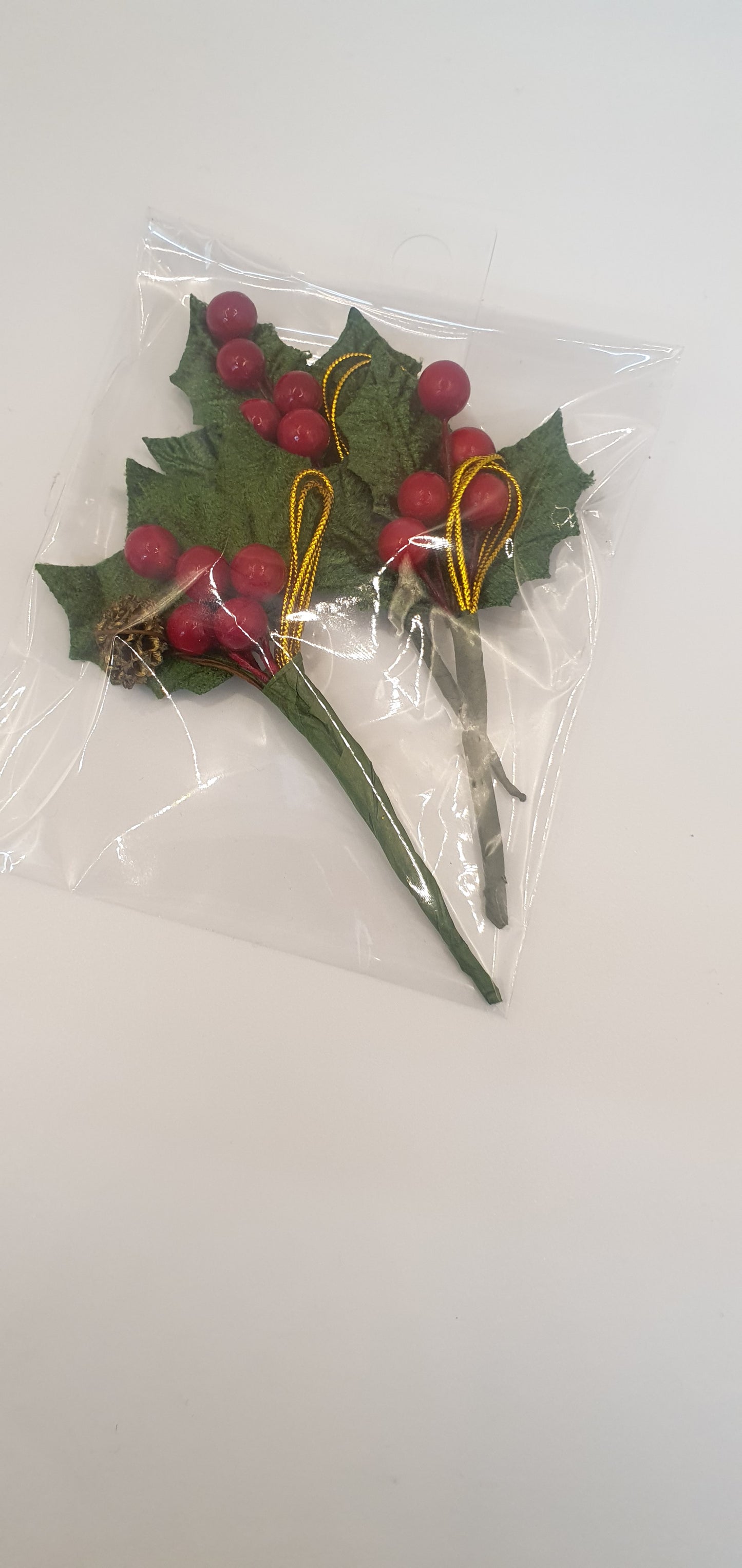 Berry & Holly Leaf Toppers Artificial