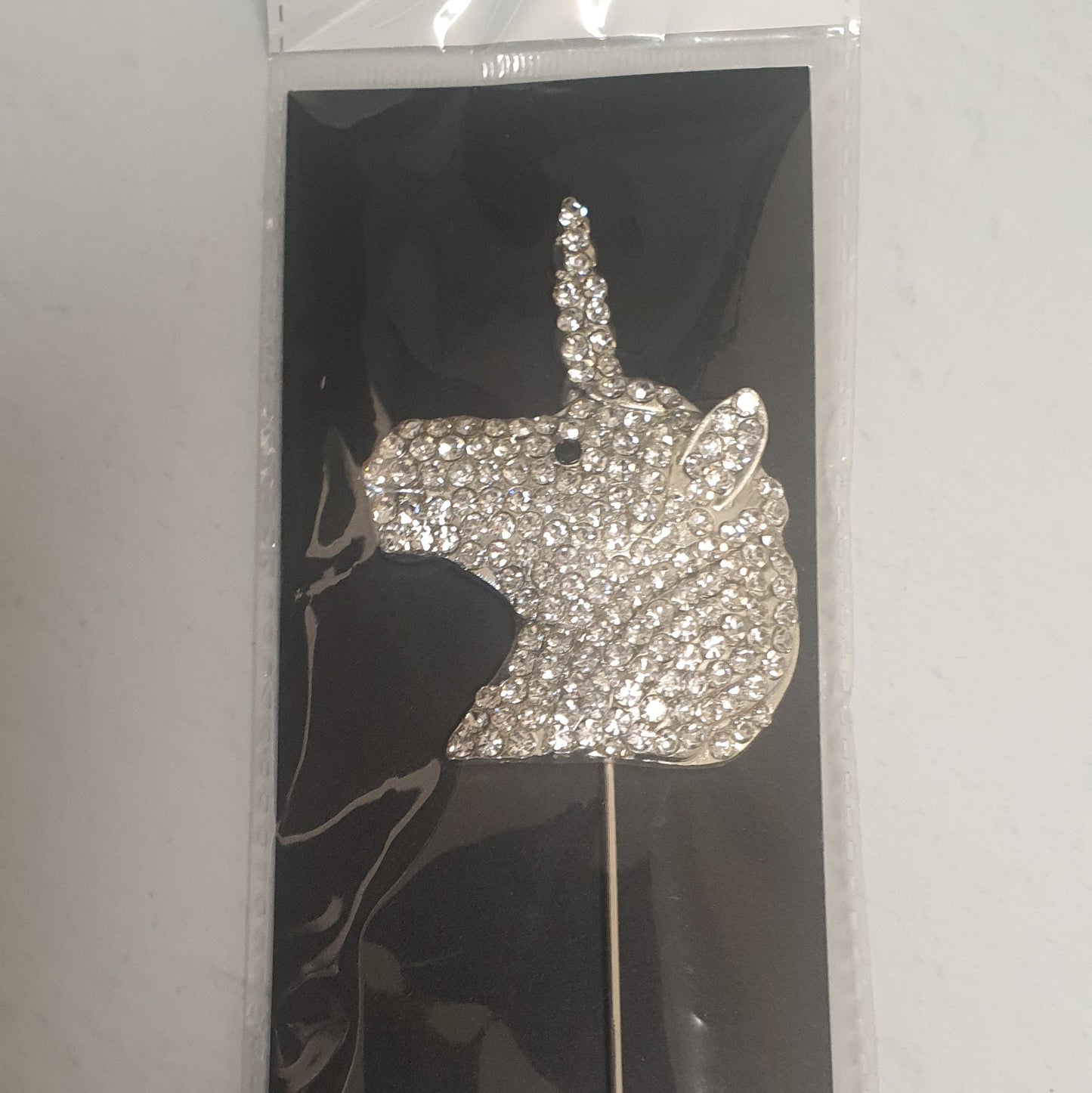 Unicorn Diamante Cake Topper - Silver