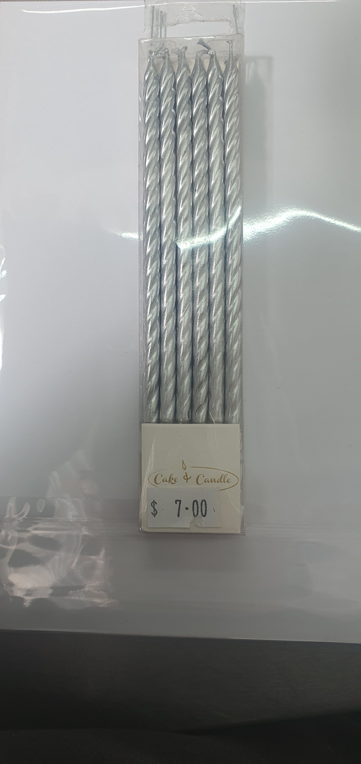 Cake & Candle Silver Spiral 12pk