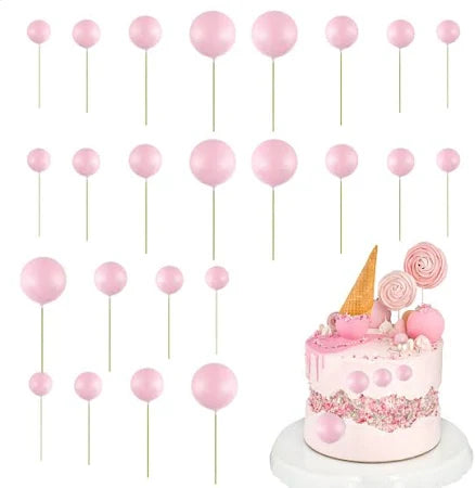 5PC Ball Topper - Light Gloss Pink - Assorted Sizes.