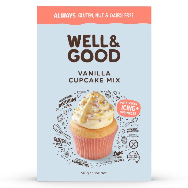 Well & Good- Vanilla Cupcake Mix 400g.