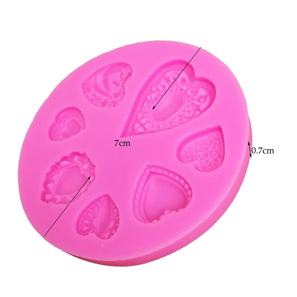 Silicone Mould - Assorted Heart Pendants - S95.