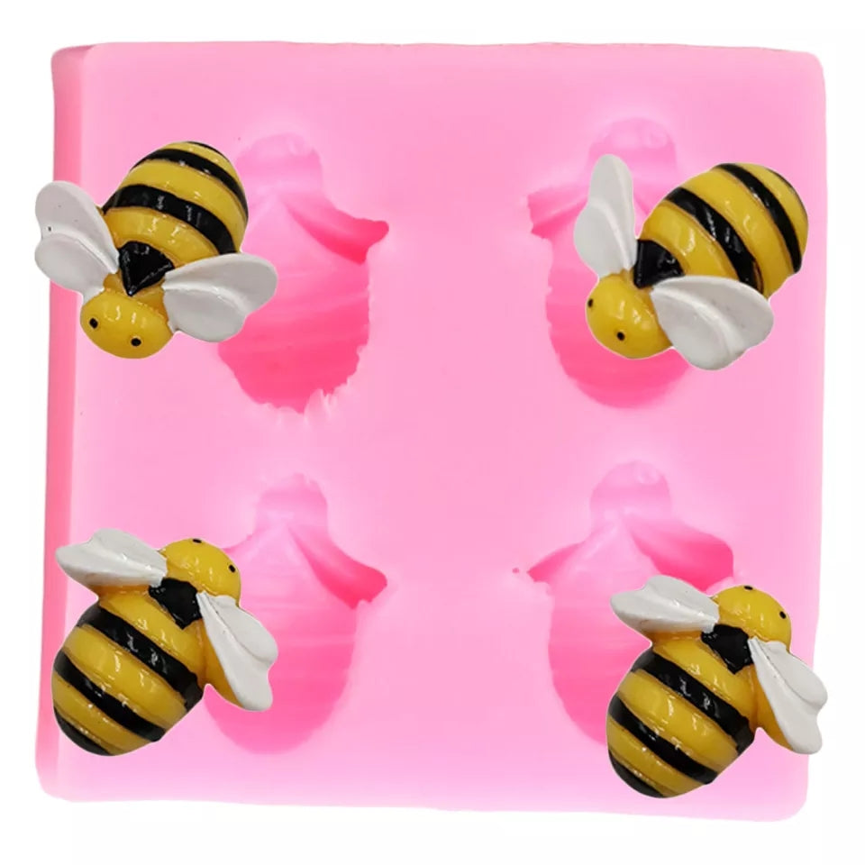 Silicone Mould - 4pc Mini Bees - S440