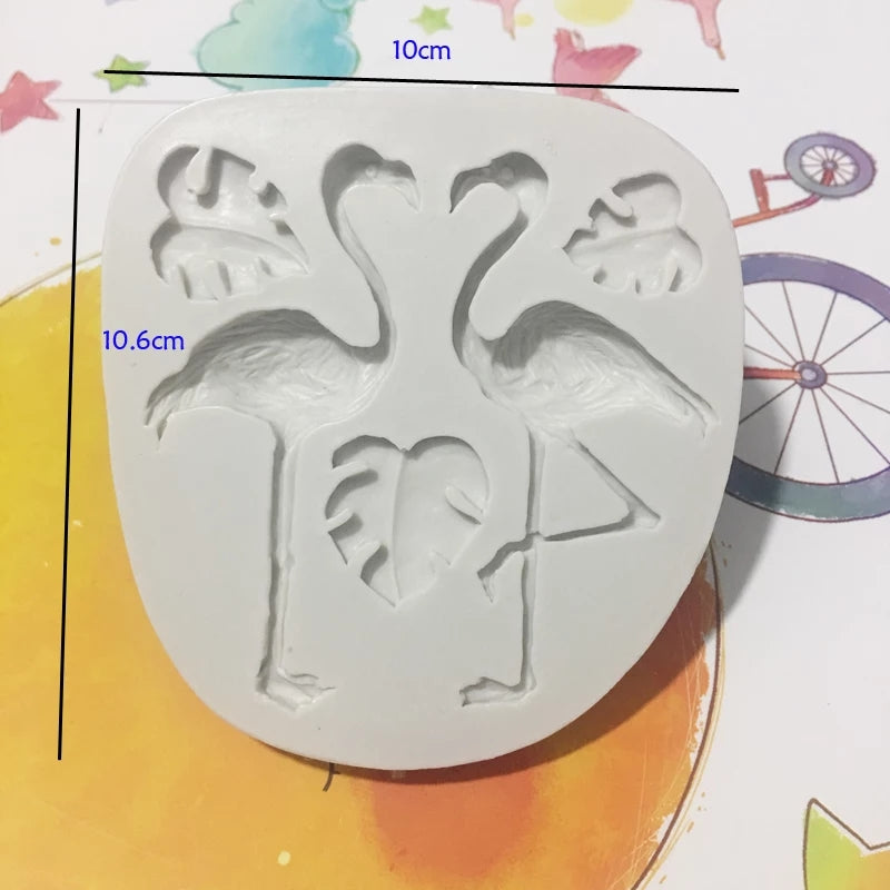 Silicone Mould - Flamingo and leaves - S212.