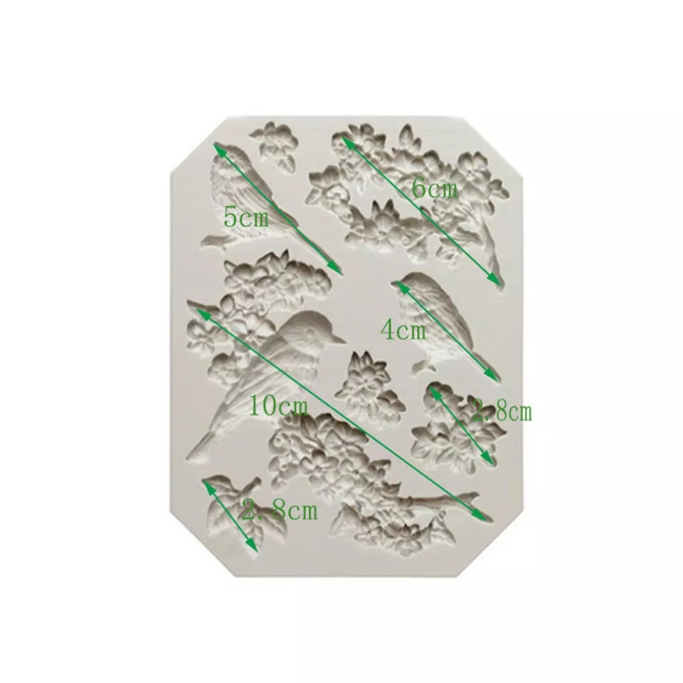 Silicone Mould - Bird Flower - S418