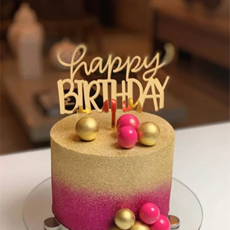 Happy Birthday Decorative Topper - Black