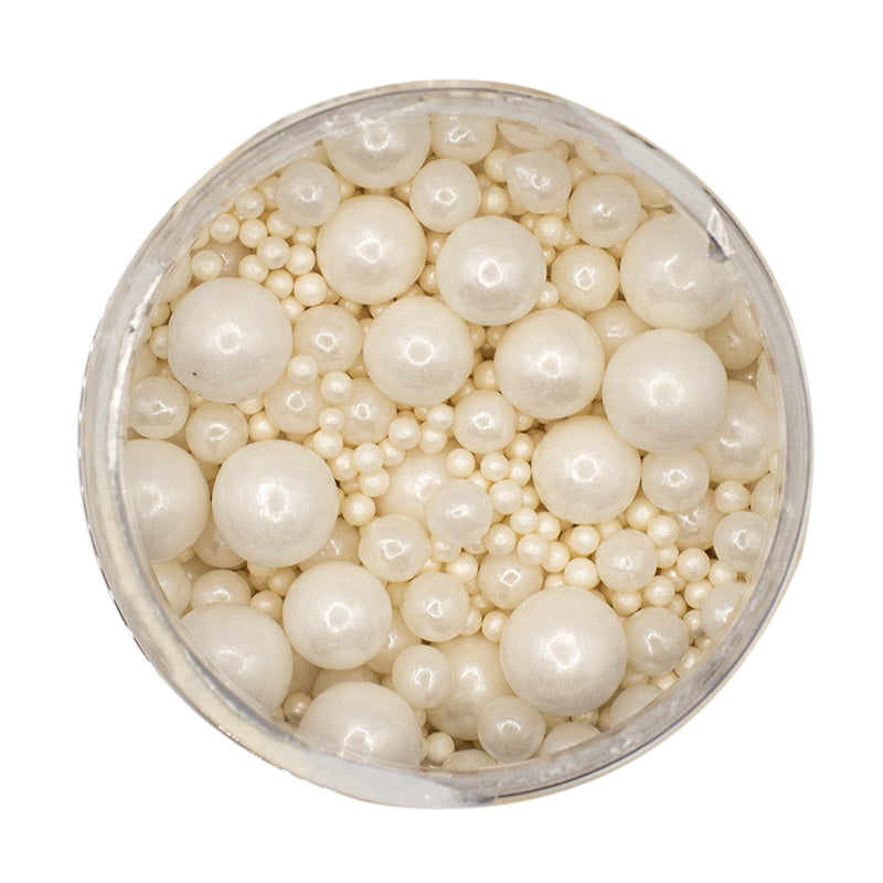 Edible Sugar Pearls Pearlized Grande White