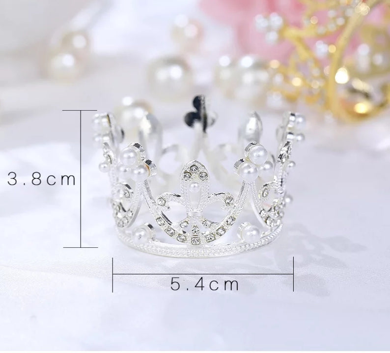 Silver Mini Crown Cake Topper