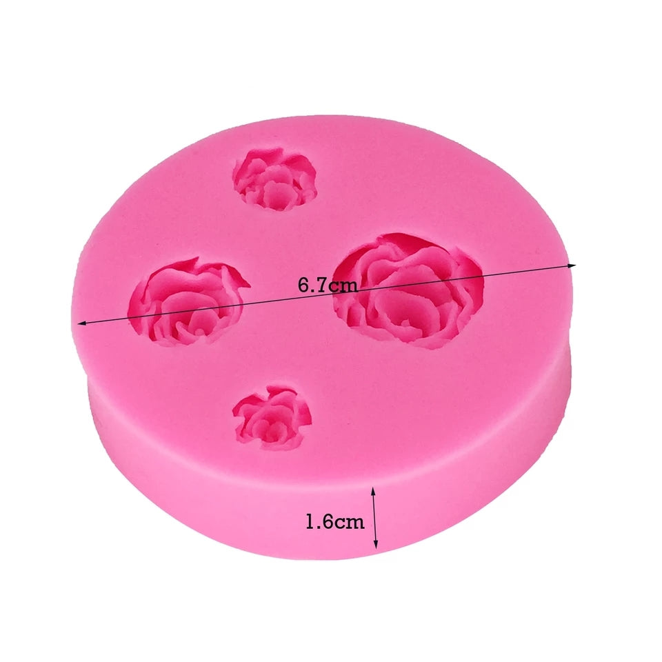 Silicone Mould - Small Roses 4pc - S211.