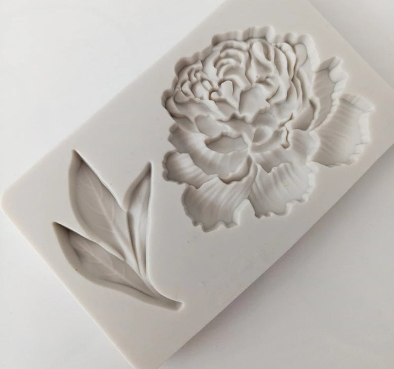 Silicone Mould - Peony Flower and Leaf - S165.