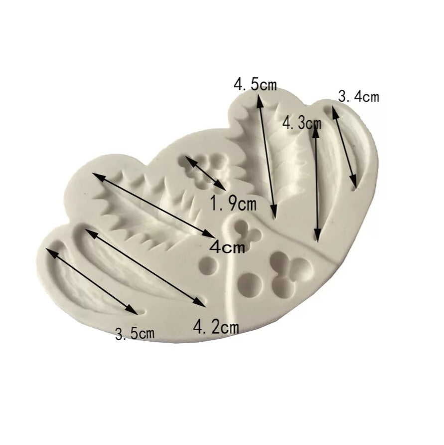 Silicone Mould - Holly and Mistletoe - S350.