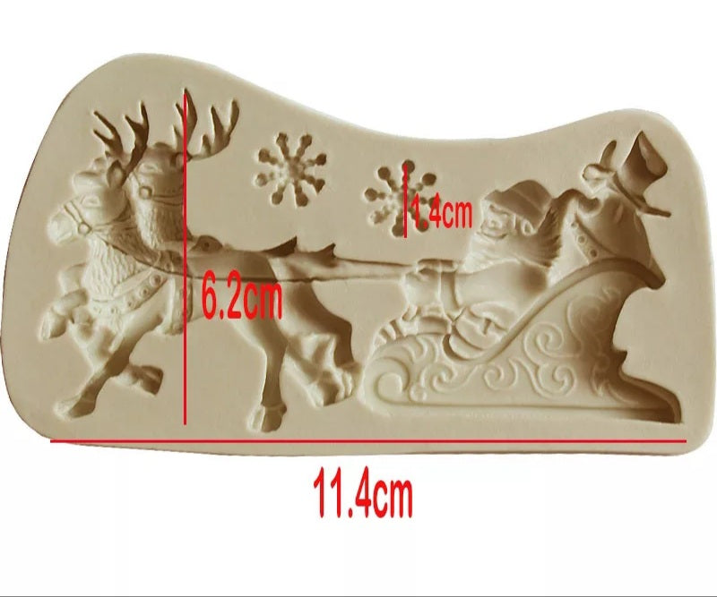 Silicone Mould - Santa Sleigh - S364.