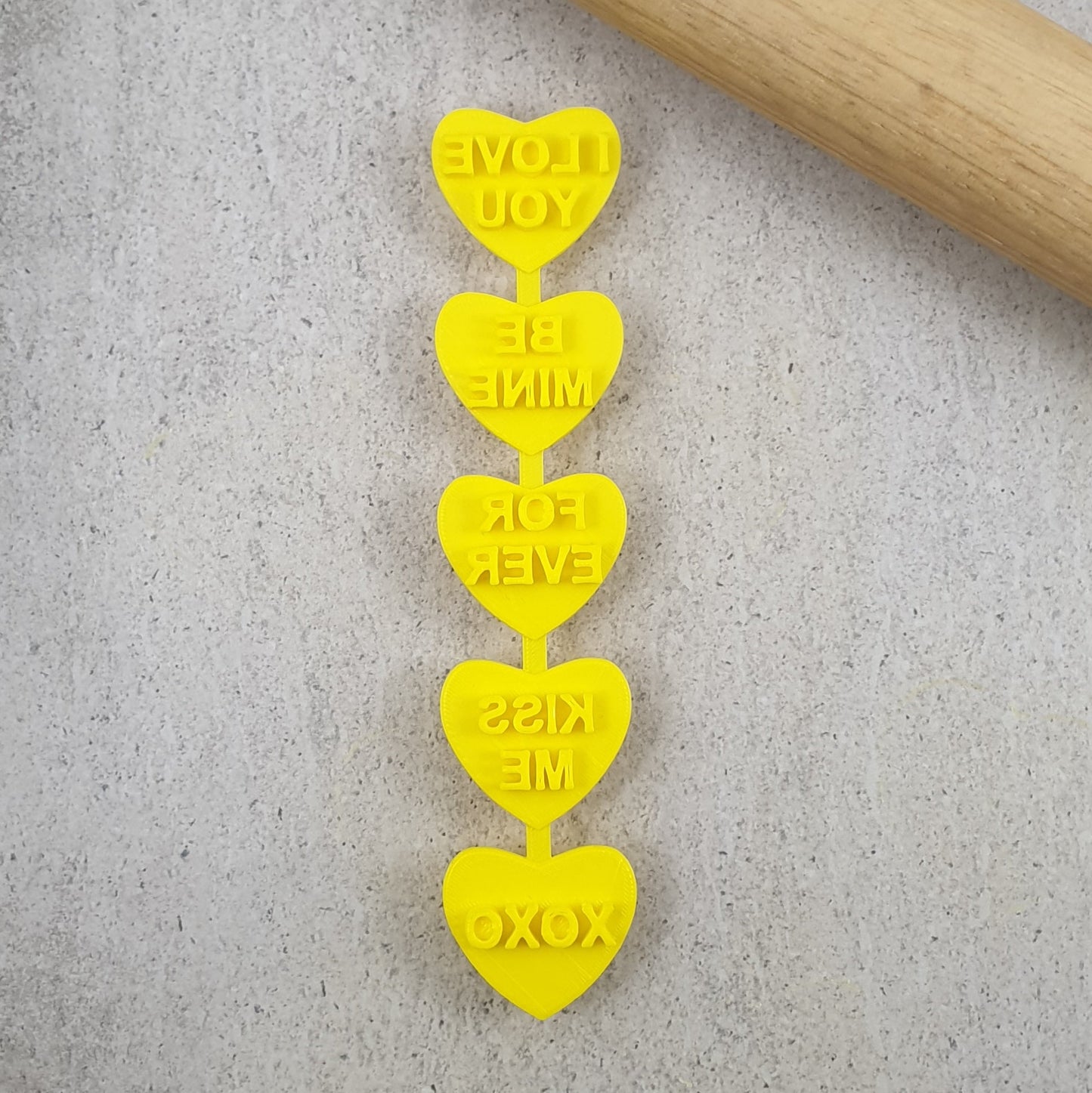 Custom Cookie Cutters Embosser - Candy Heart I Love You Set.