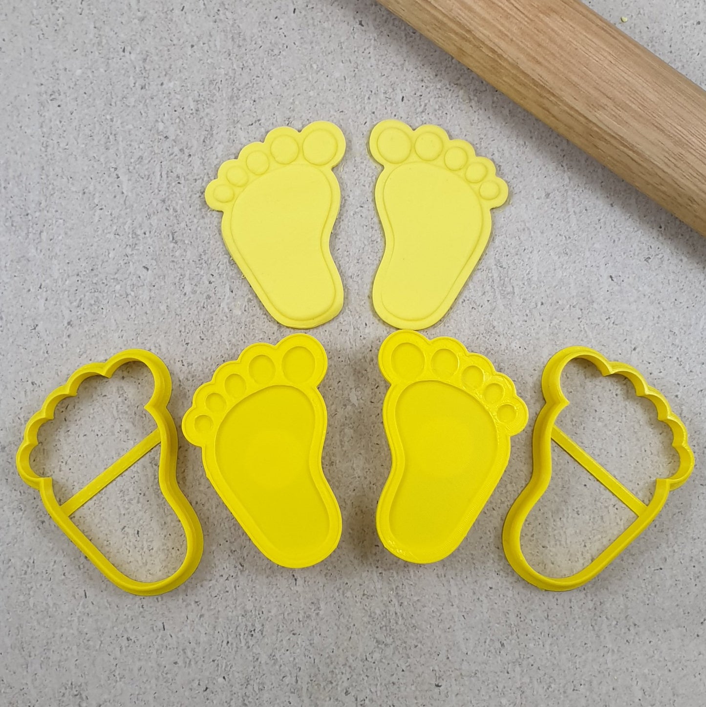Custom Cookie Cutters Cutter and Embosser Set - Baby Foot Pair.