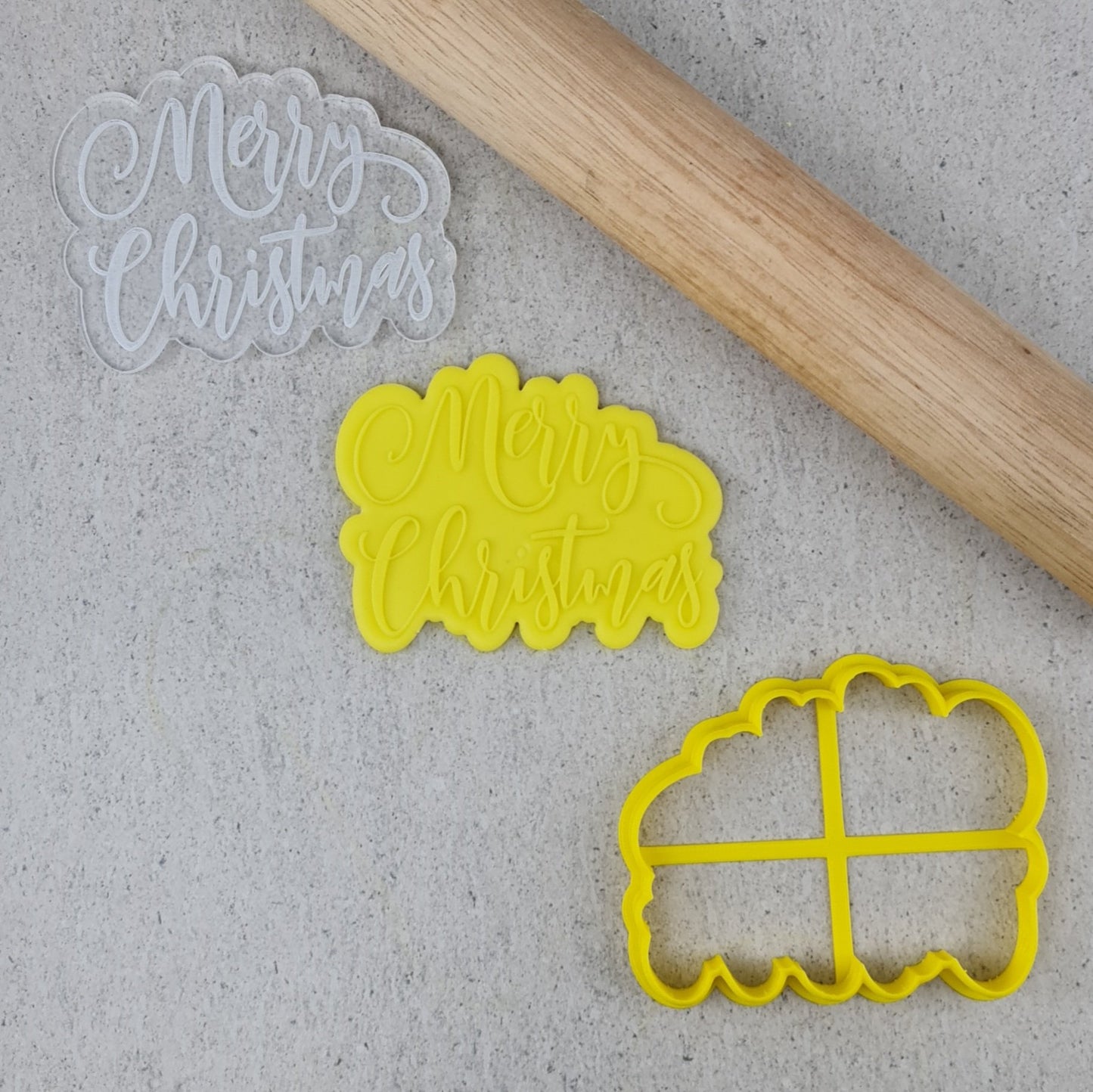 Custom Cookie Cutters Merry Christmas Debosser and Cutter Set.