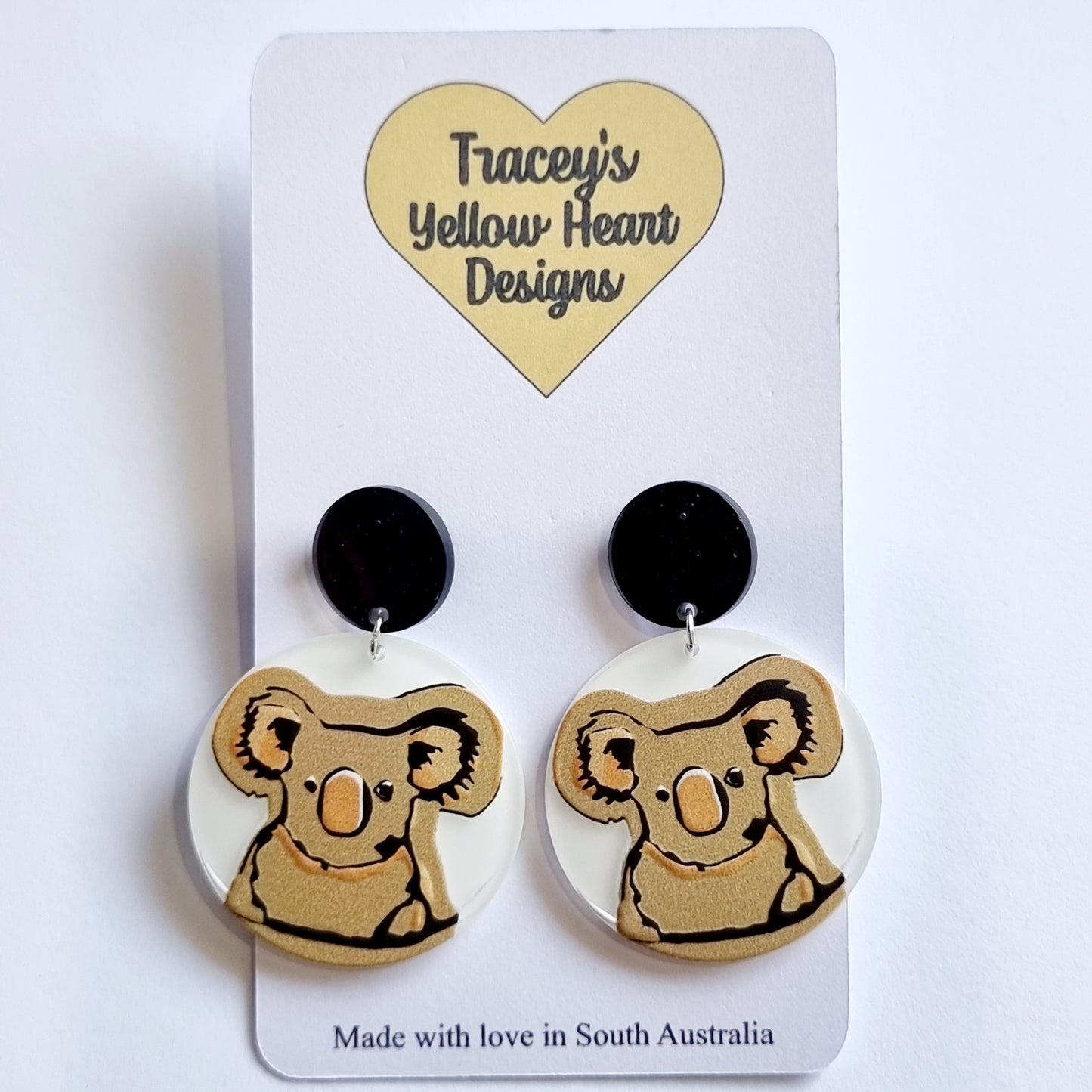 Tracey's Yellow Heart Designs - Koala Earring