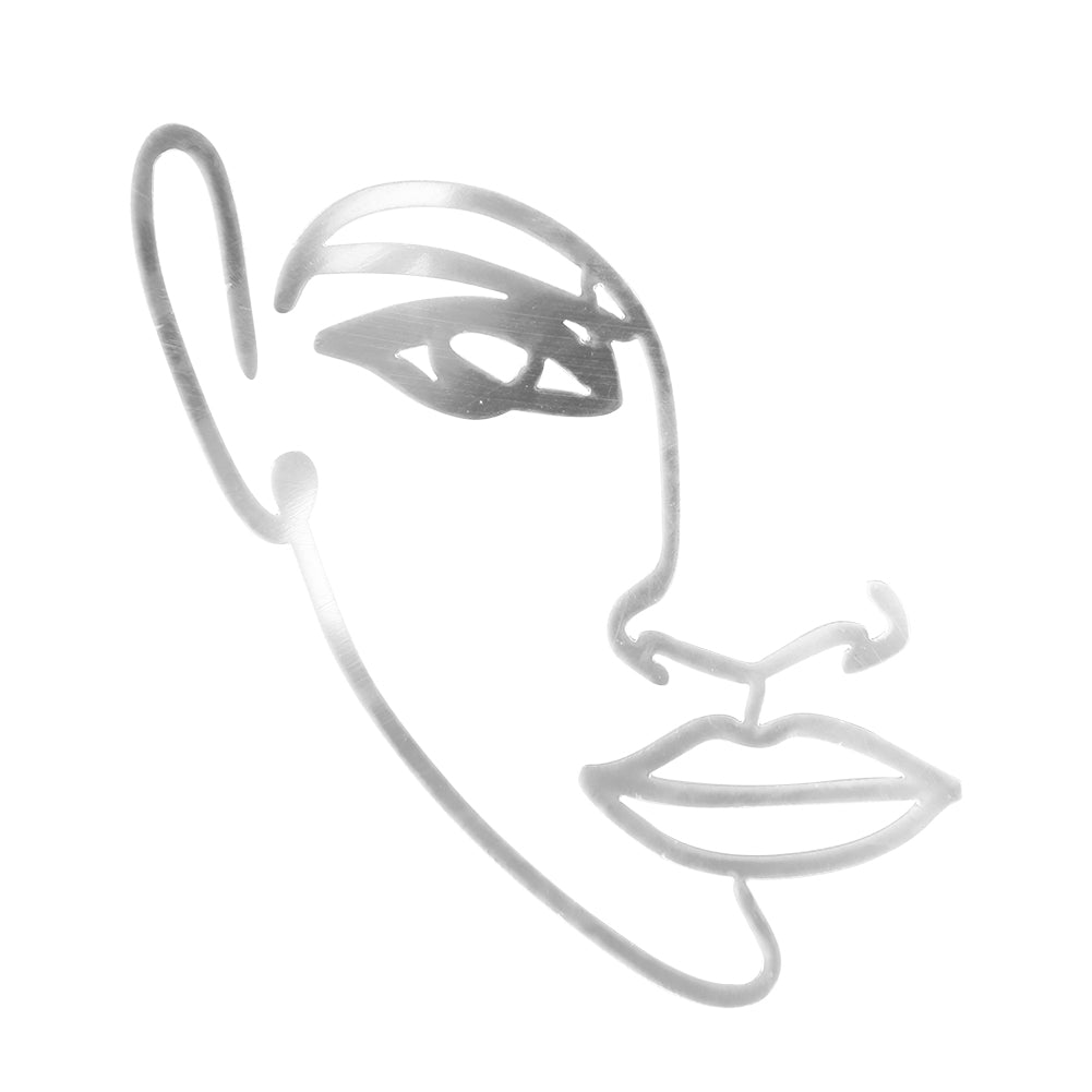 Silhouette Outline Face Topper - Silver Half Face.