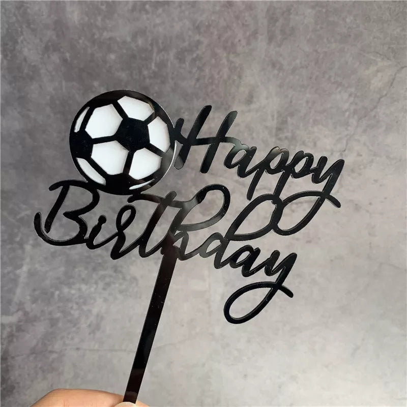 Happy Birthday Soccer Topper - Black.