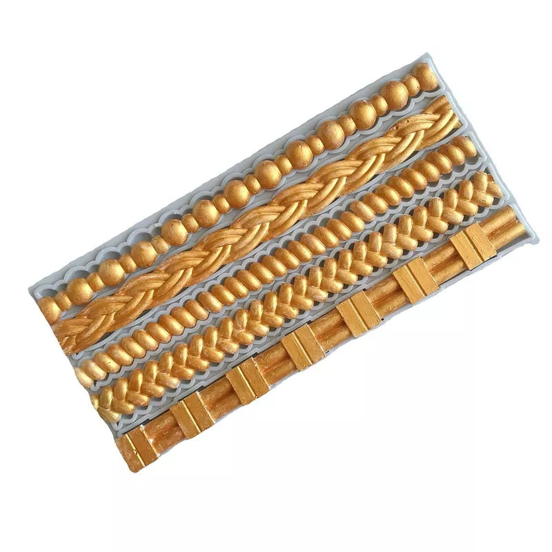 Silicone Mould - 5PC Assorted Rope Braid Border - S416