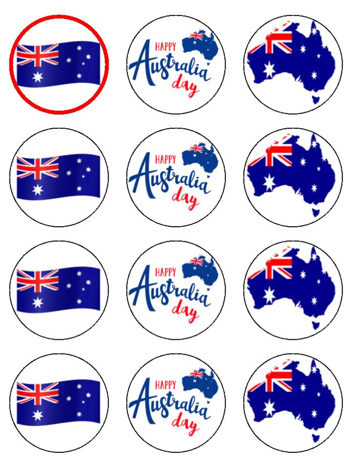 Edible Cupcake Toppers Australia Day Skysies Cakes