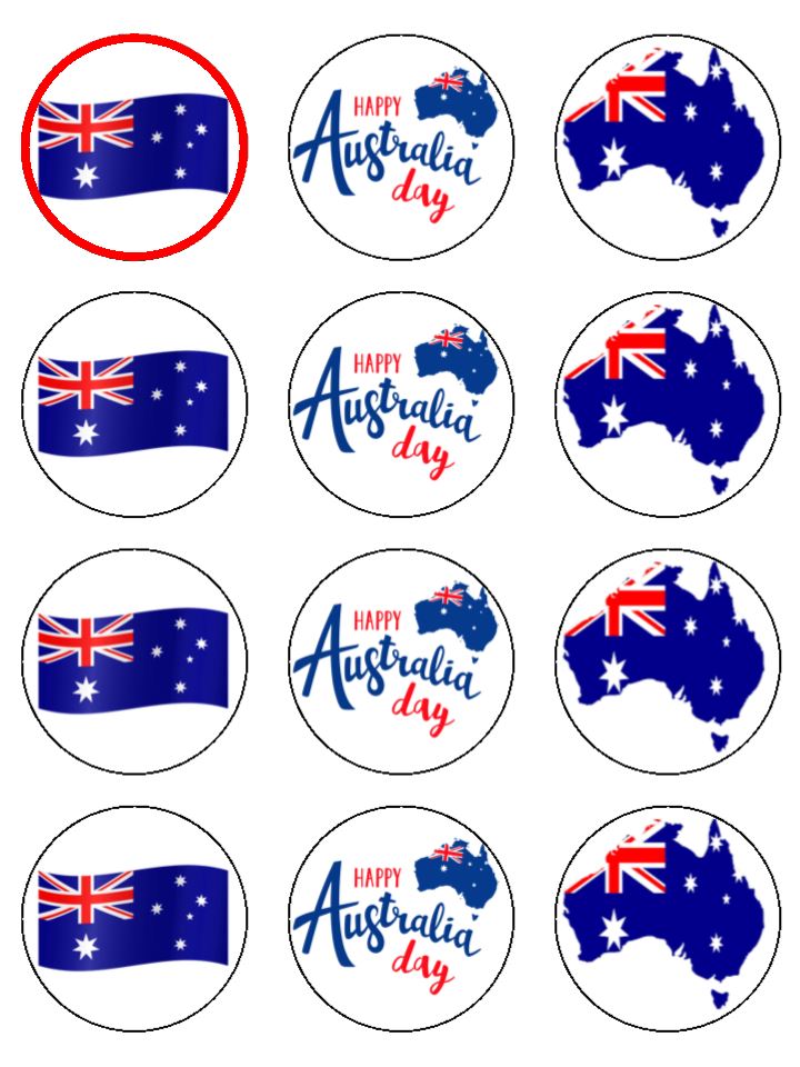 Edible Cupcake Toppers - Australia Day