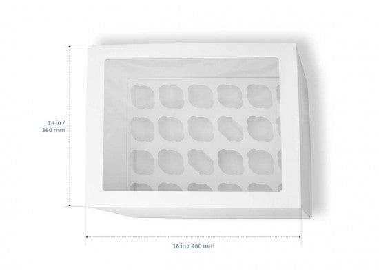 Loyal White Cupcake Box 24 Hole - 4 Inch Height.