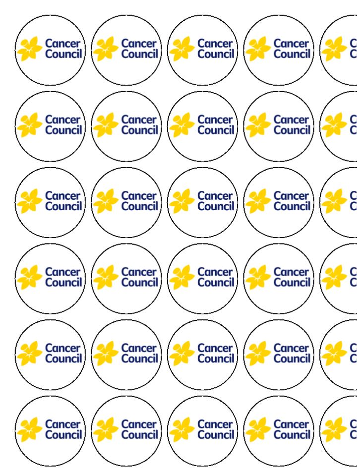 Edible Cupcake Toppers - Mini 30 Per Sheet - Cancer Council Logo