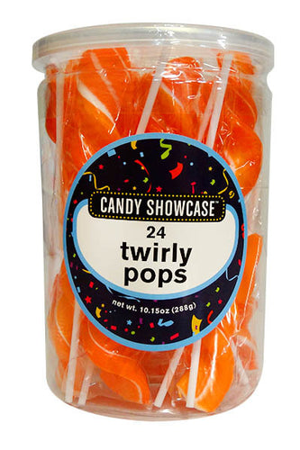 Candy Showcase Single Twirly Pop - Orange and White