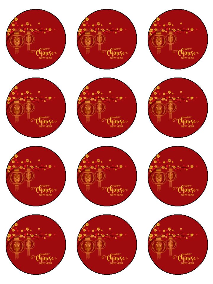 Edible Cupcake Toppers - Happy Chinese New Year