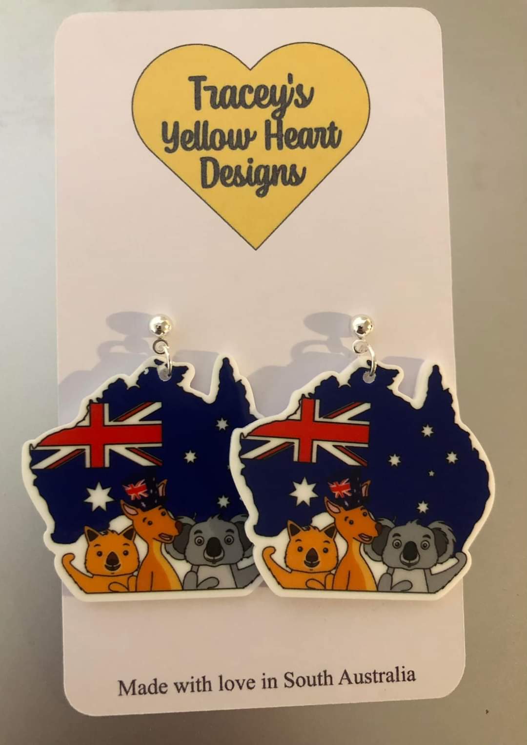 Tracey's Yellow Heart Designs - Australiana Earring